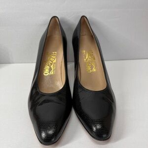 Salvatore Ferragamo Black‎ Textured Heels